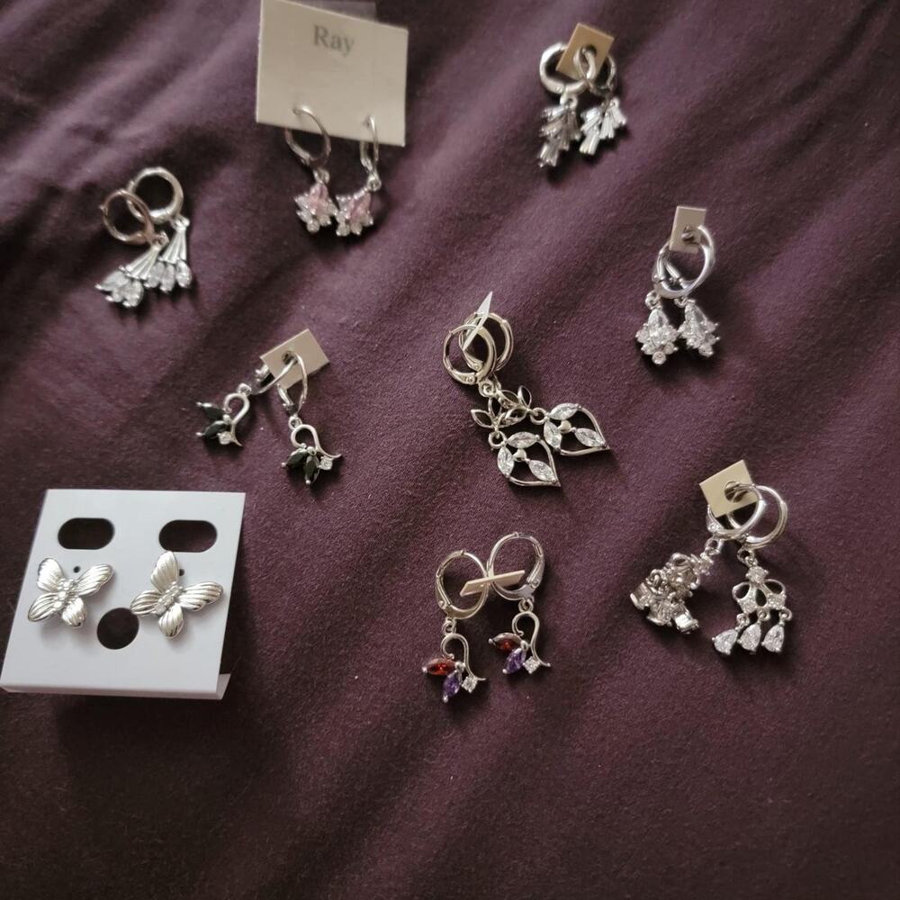 Silver toned non tarnish earring lot